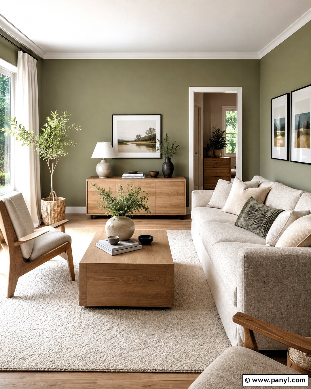 Olive Walls With A Cream Sofa - 20 olive walls living room ideas