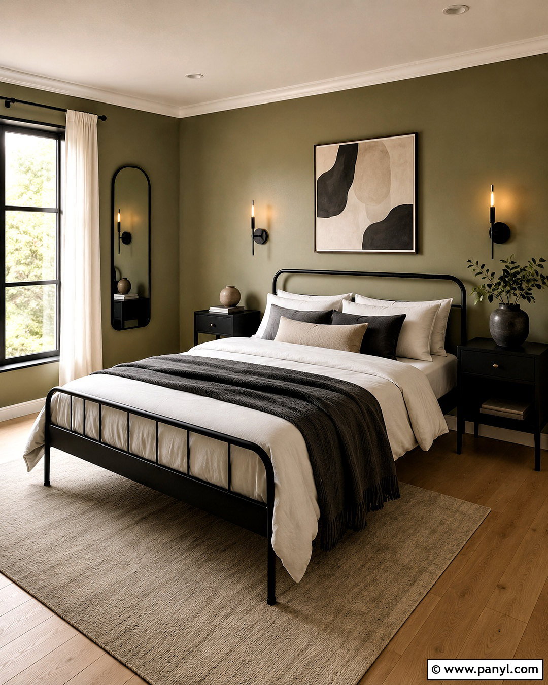 Olive Walls With Black Accents - 20 olive walls bedroom ideas