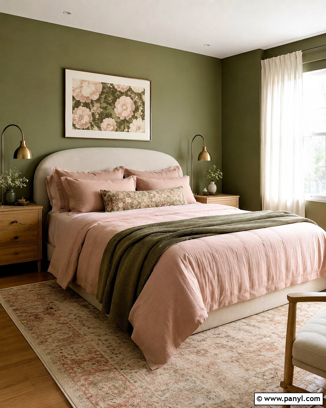 Olive Walls With Blush Pink Bedding - 20 olive walls bedroom ideas