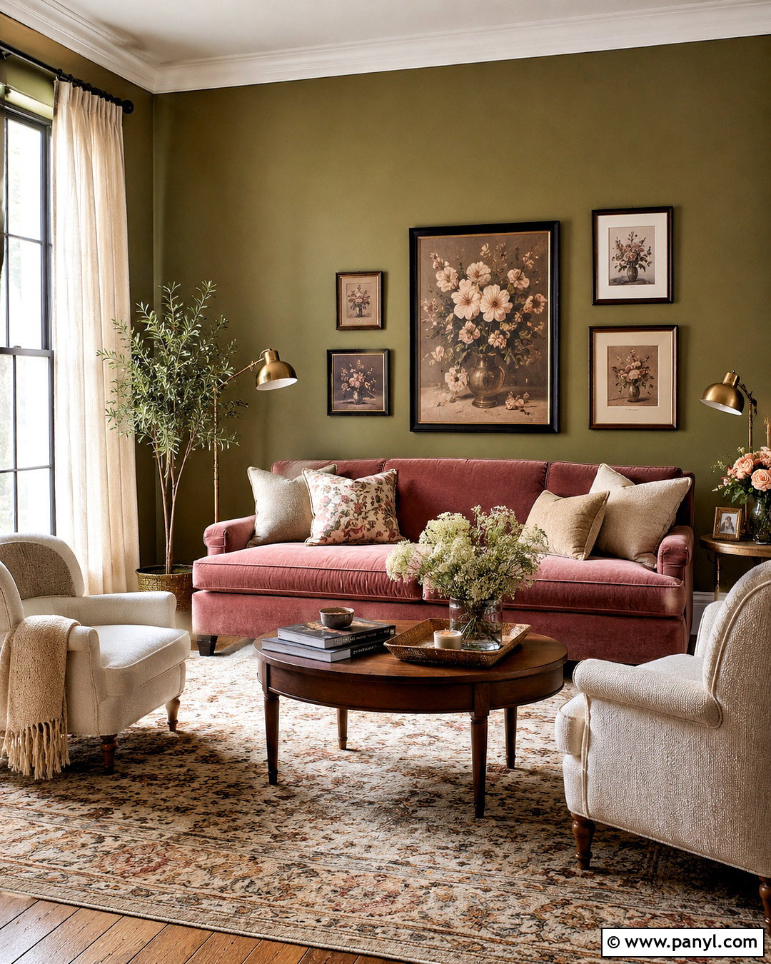 Olive Walls With Blush Pink Furniture - 20 olive walls living room ideas