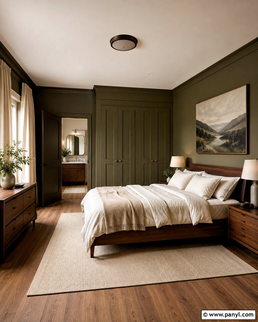Olive Walls With Color Drenching - 20 olive walls bedroom ideas