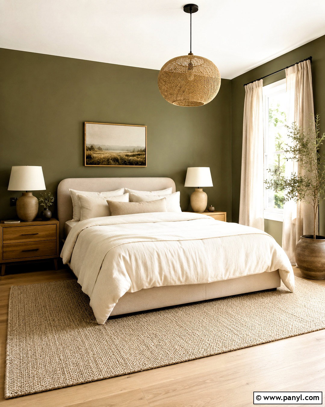 Olive Walls With Cream Bedding - 20 olive walls bedroom ideas