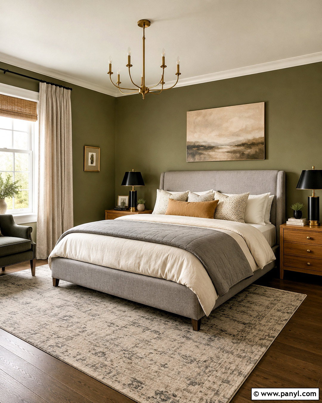 Olive Walls With Gray Upholstery - 20 olive walls bedroom ideas