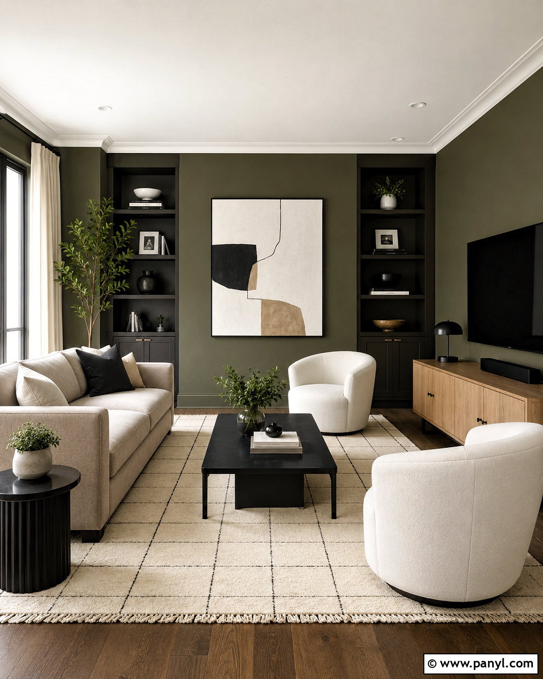Olive Walls With Matte Black Accents - 20 olive walls living room ideas