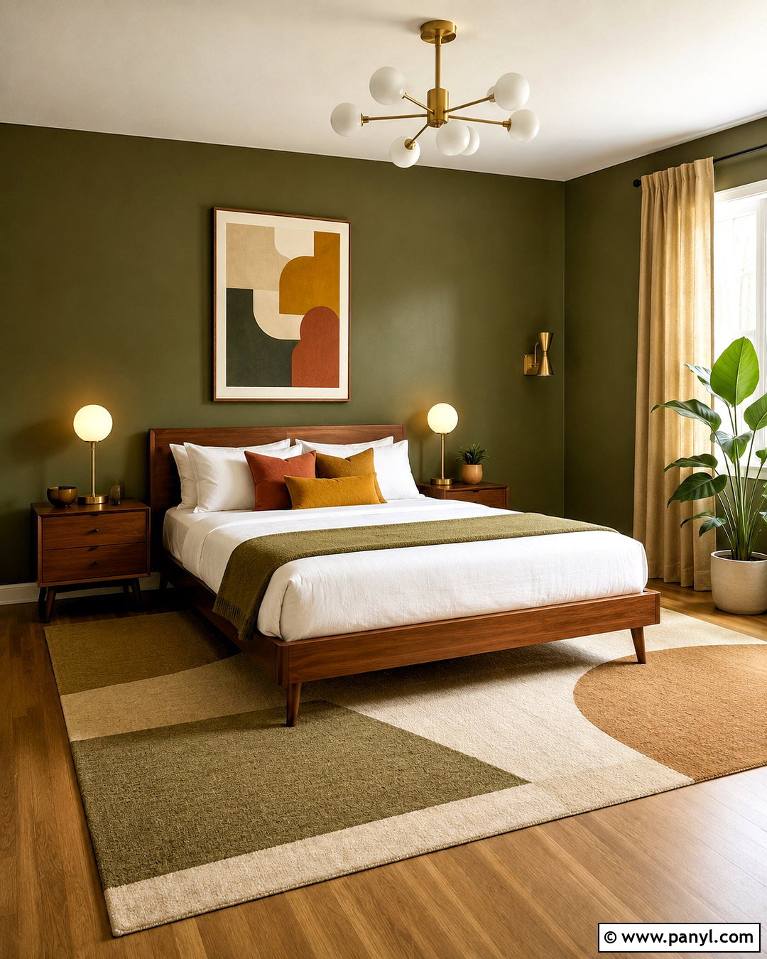 Olive Walls With Midcentury Furniture - 20 olive walls bedroom ideas