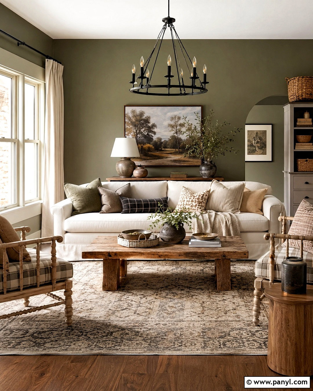 Olive Walls With Modern Farmhouse Decor - 20 olive walls living room ideas