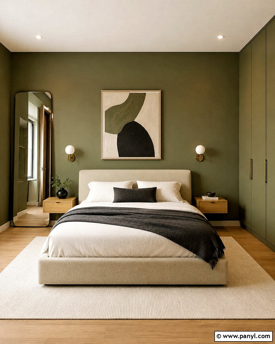 Olive Walls With Modern Minimal Decor - 20 olive walls bedroom ideas