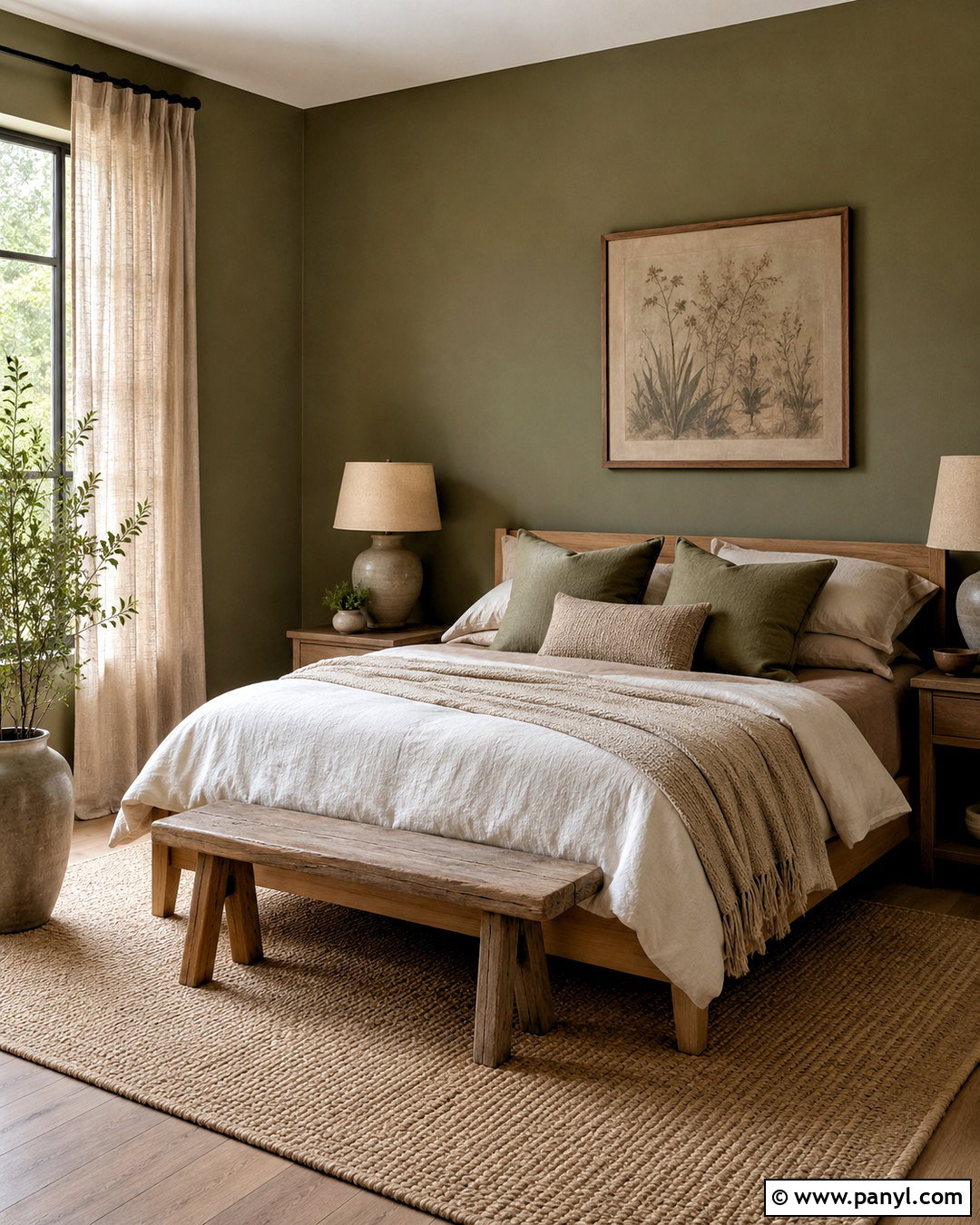 Olive Walls With Natural Linen - 20 olive walls bedroom ideas