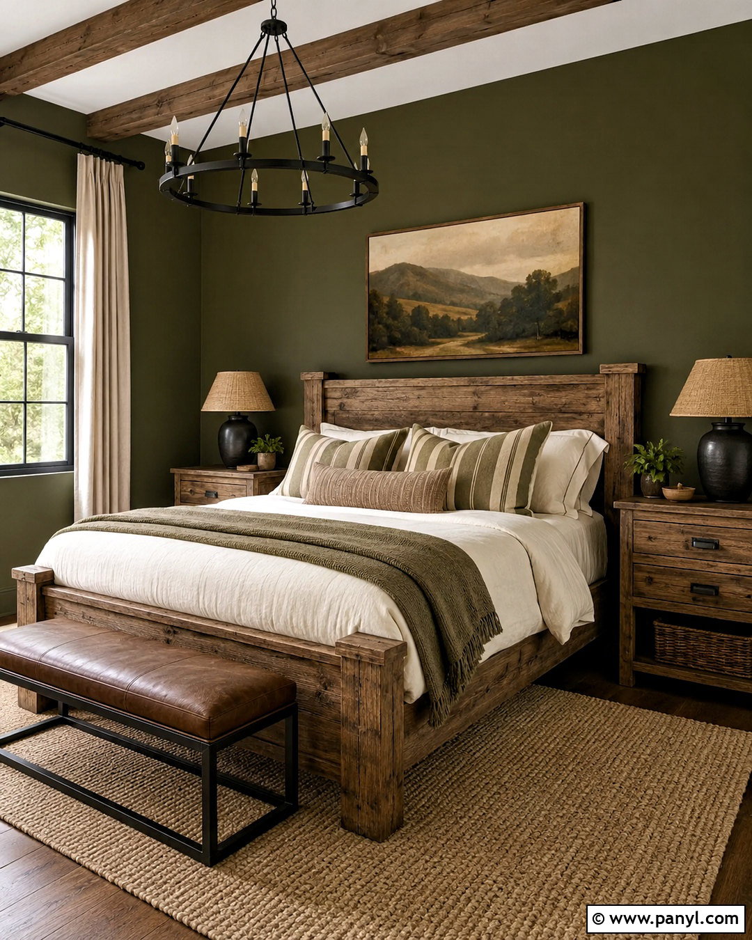 Olive Walls With Rustic Wood - 20 olive walls bedroom ideas