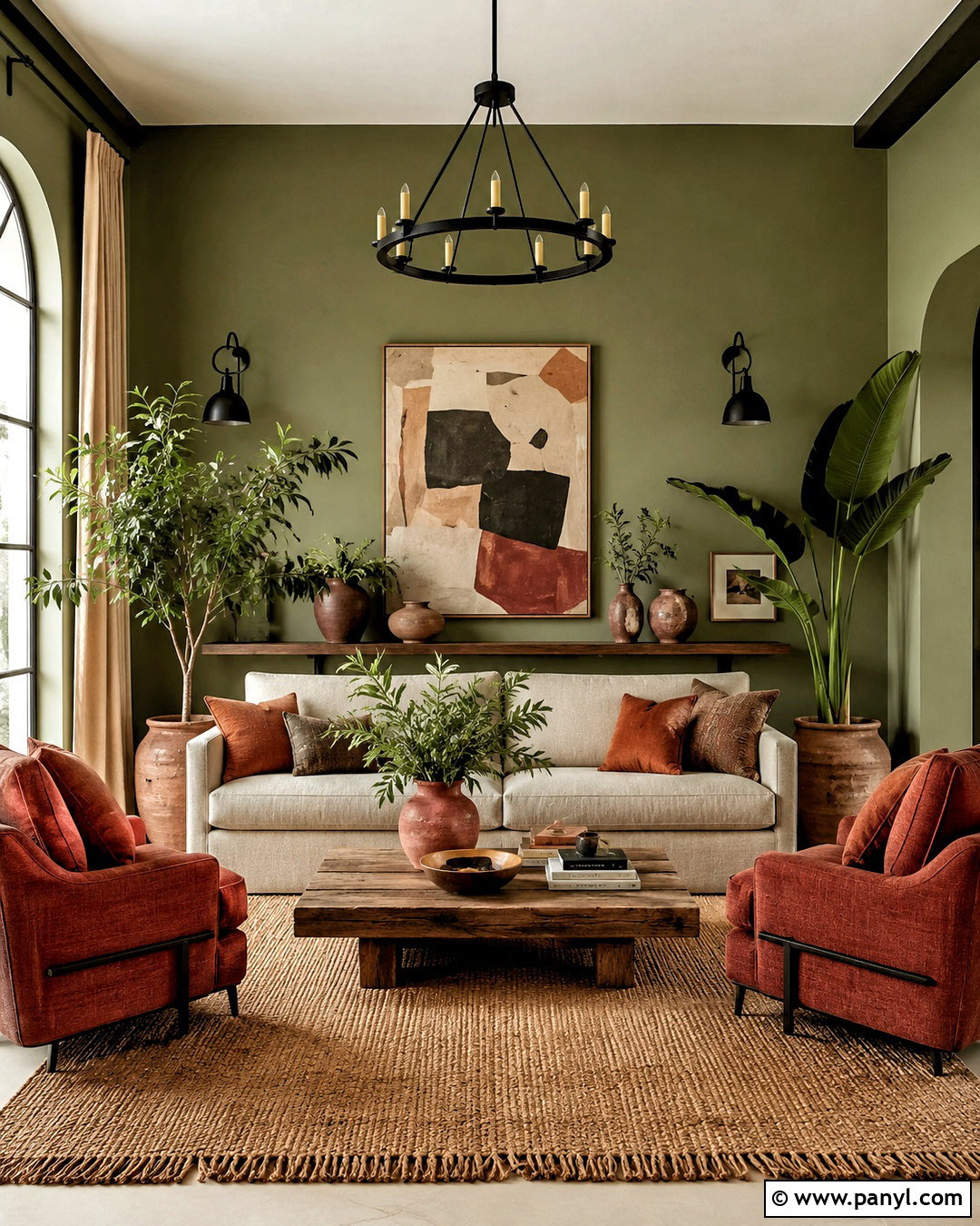 Olive Walls With Terracotta Decor - 20 olive walls living room ideas
