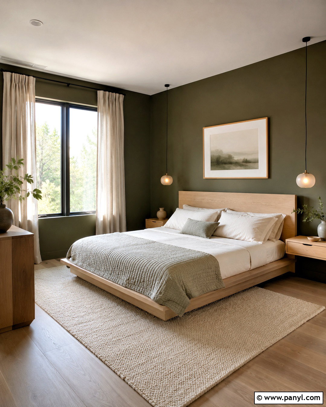Olive Walls With White Oak Furniture - 20 olive walls bedroom ideas