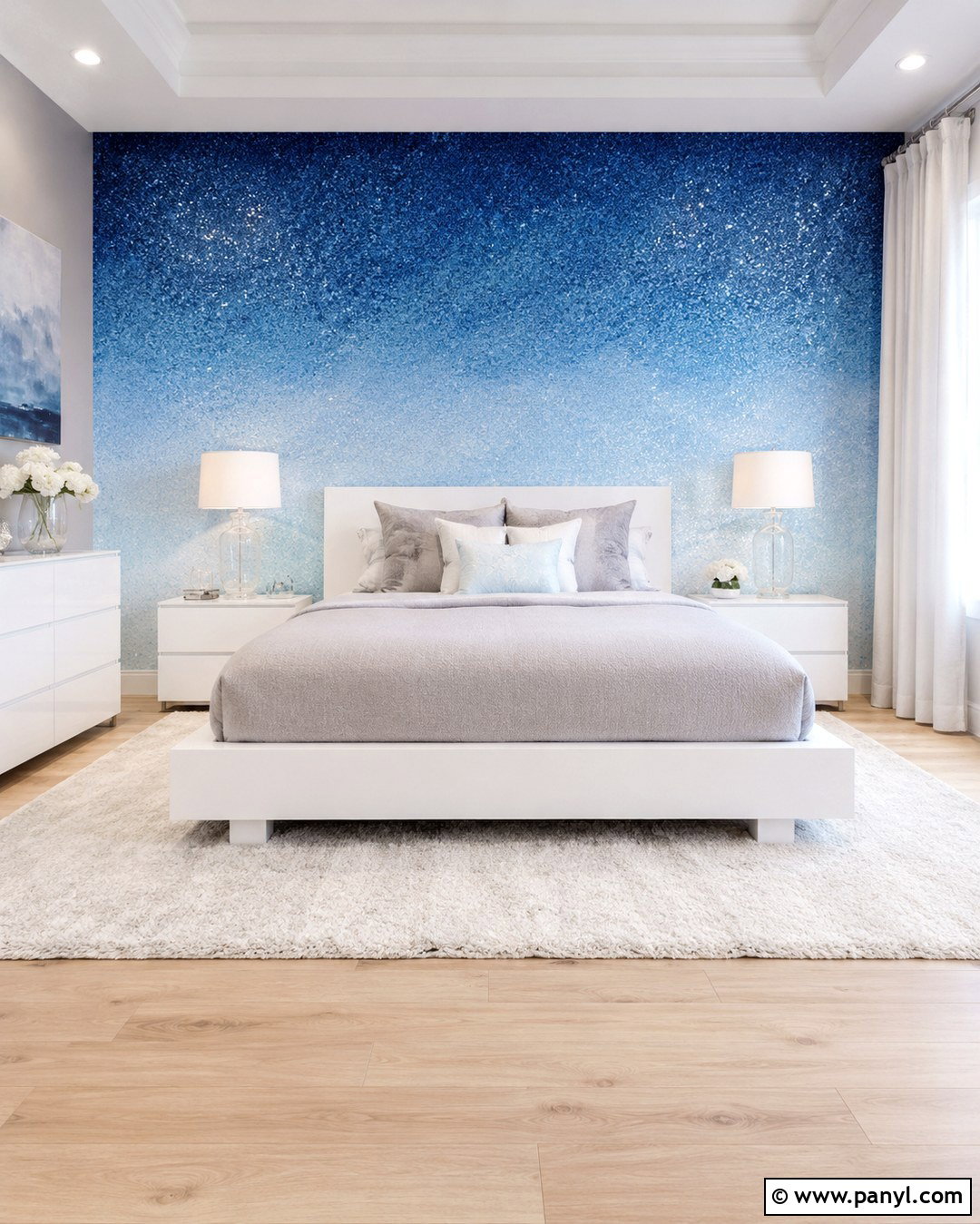 Ombre Blue Glitter Bedroom Wall - 20 Blue Glitter Wall Paint Ideas