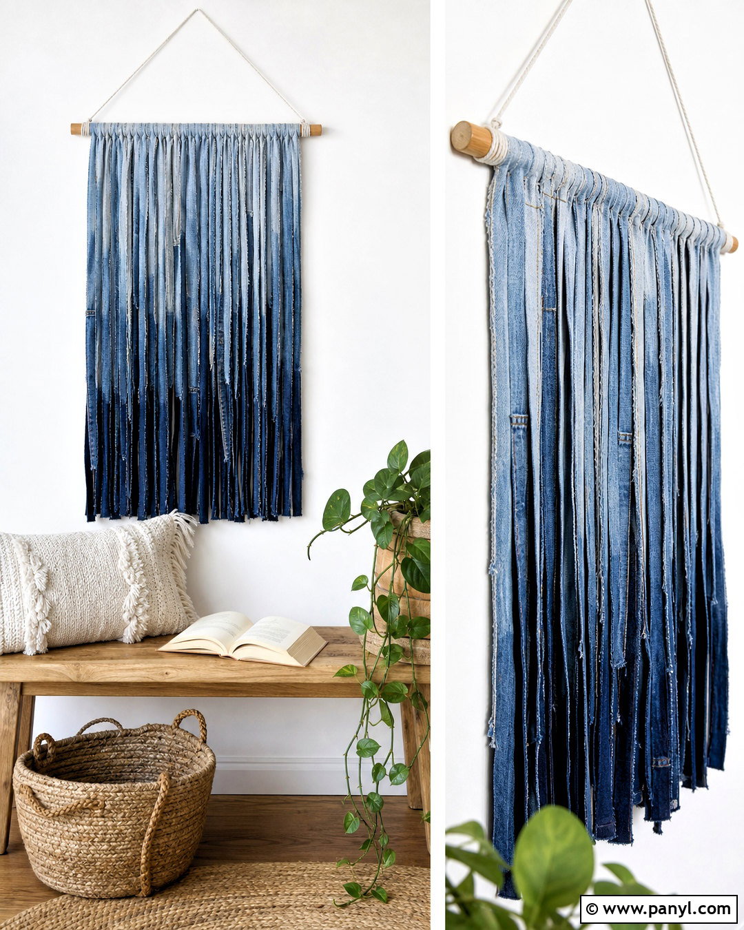 Ombre Denim Wall Hanging - 20 jean wall ideas