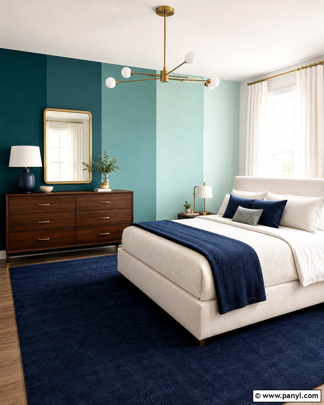 Ombre Geometric Panel Wall Paint - 35 Simple Geometric Wall Paint Ideas