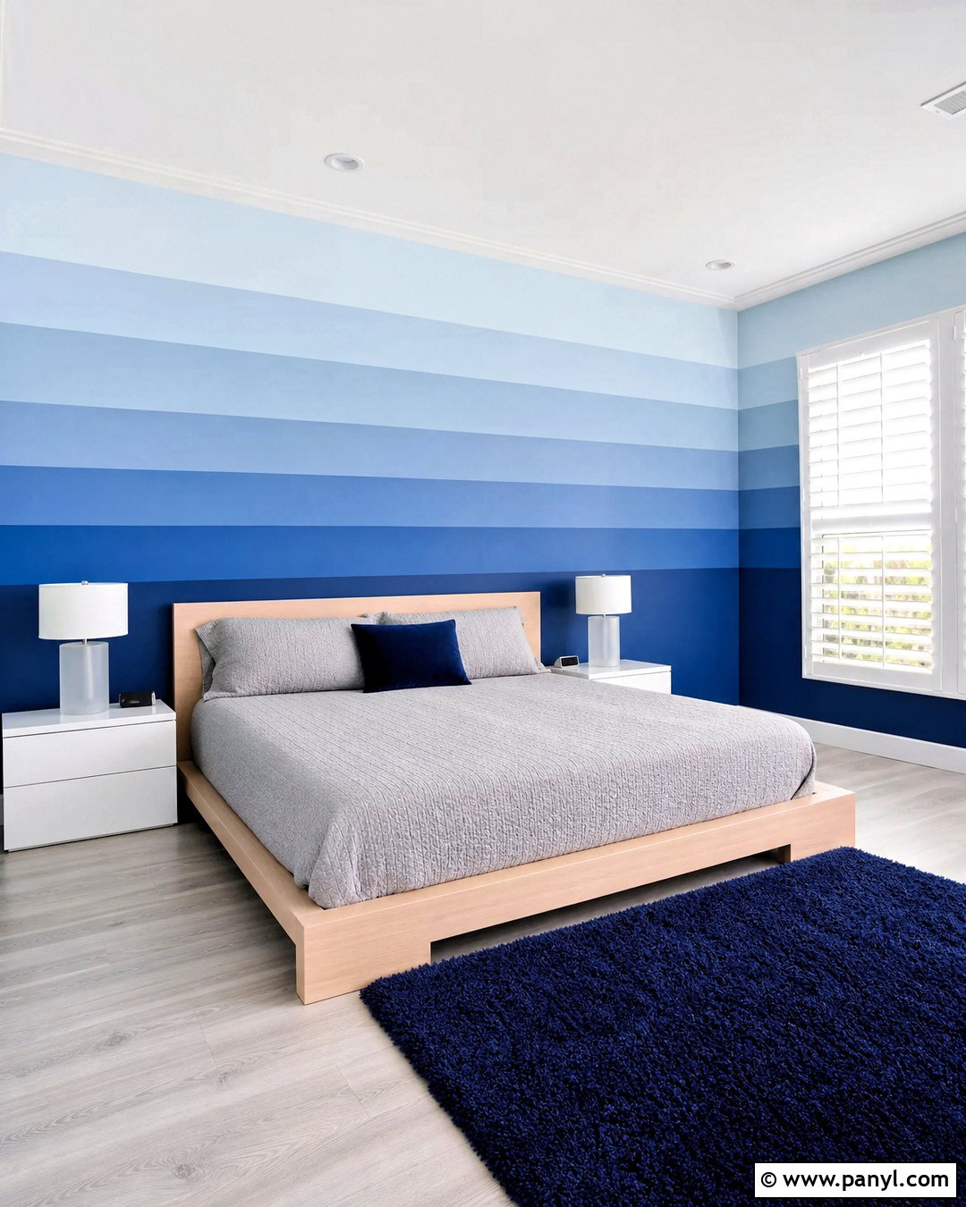Ombre Horizontal Wall Stripes - 20 stripe paint ideas for walls
