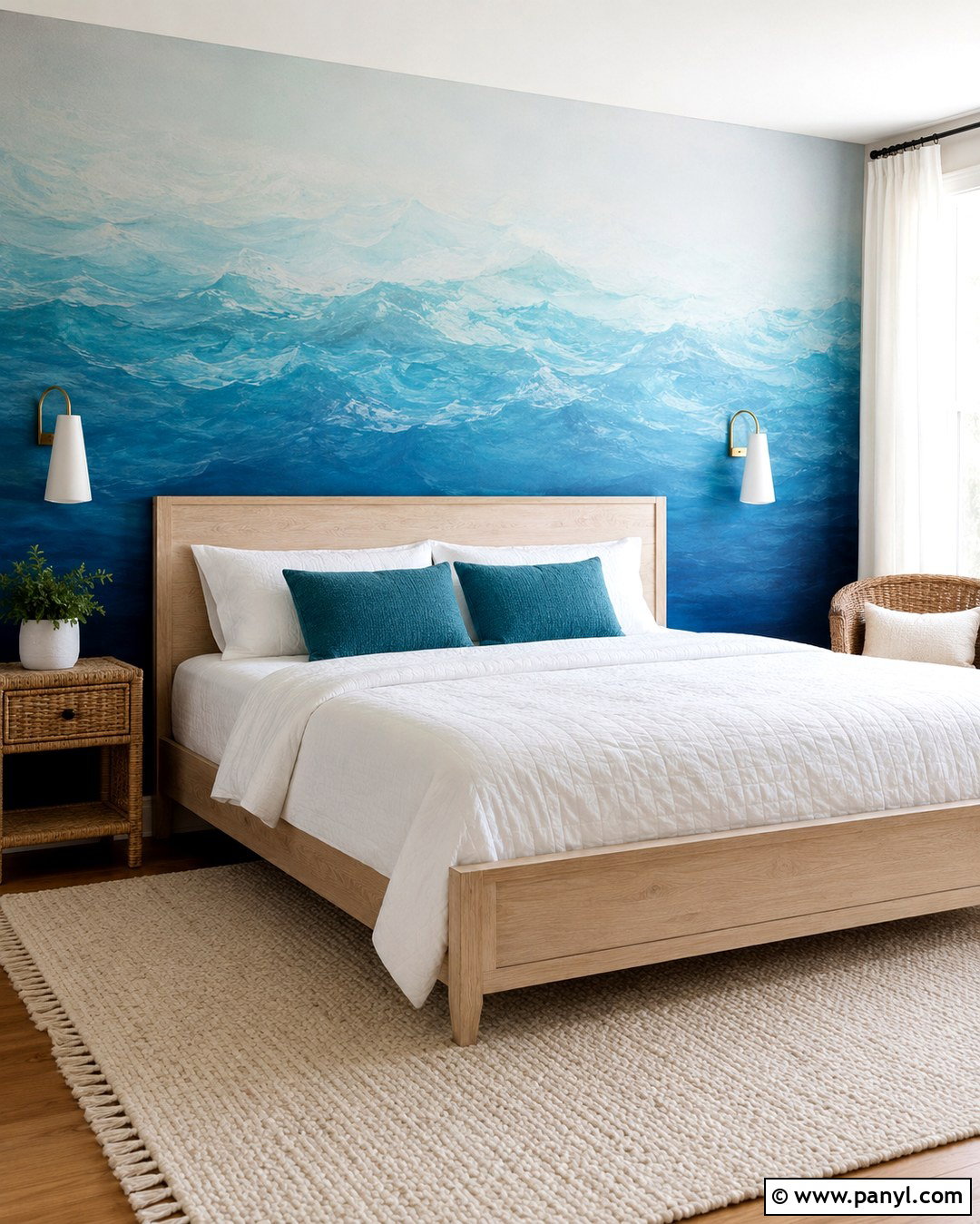 Ombre Ocean Wave Accent Wall - 20 Ocean Theme Wall Paint Ideas
