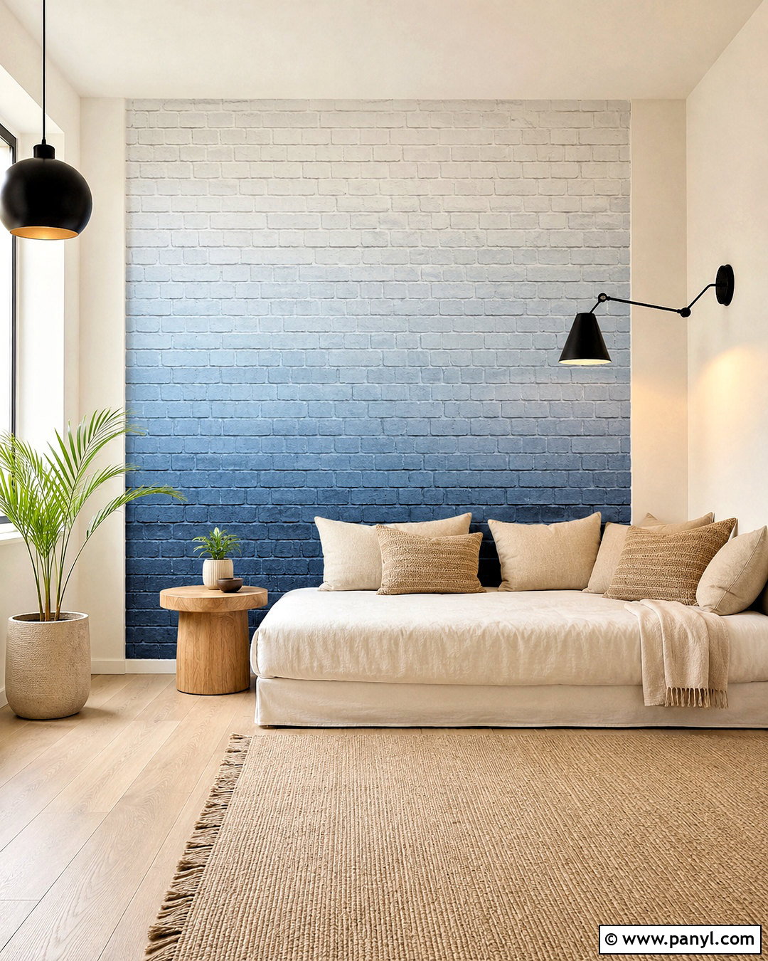 Ombre Painted Brick Wall - 20 brick painting interior ideas