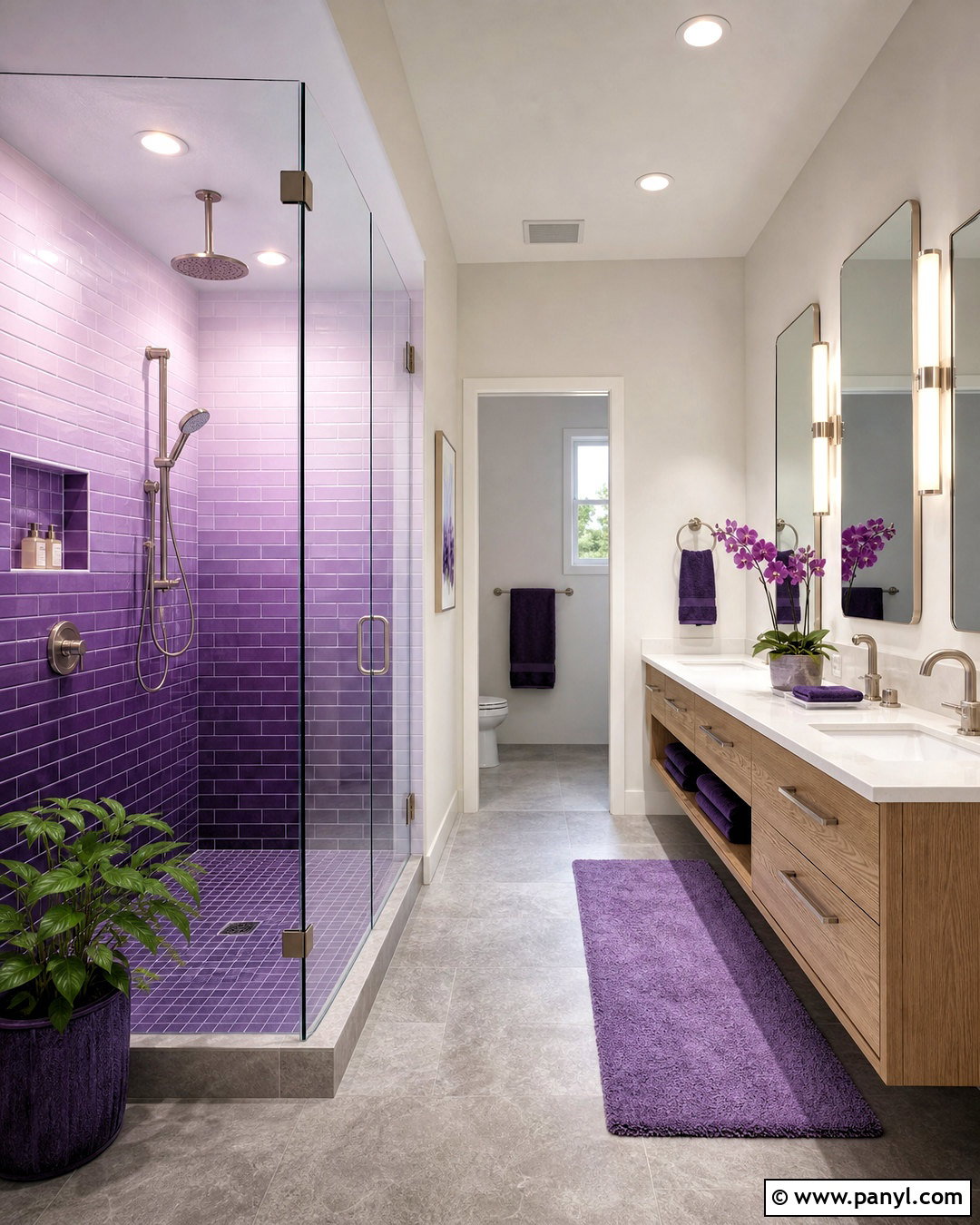 Ombre Purple Shower Bathroom - 20 purple bathroom aesthetic ideas