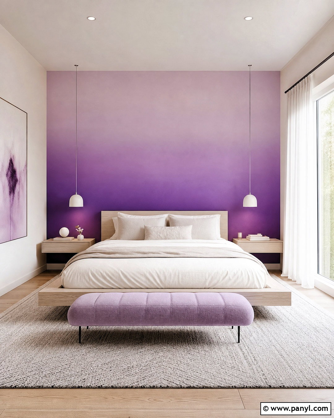 Ombre Purple Wall Bedroom - 20 purple wall design ideas
