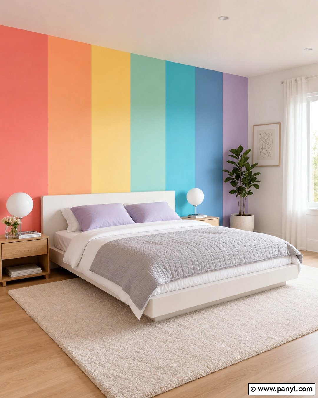 Ombre Rainbow Stripe Wall - 30 Rainbow Stripe Wall Ideas