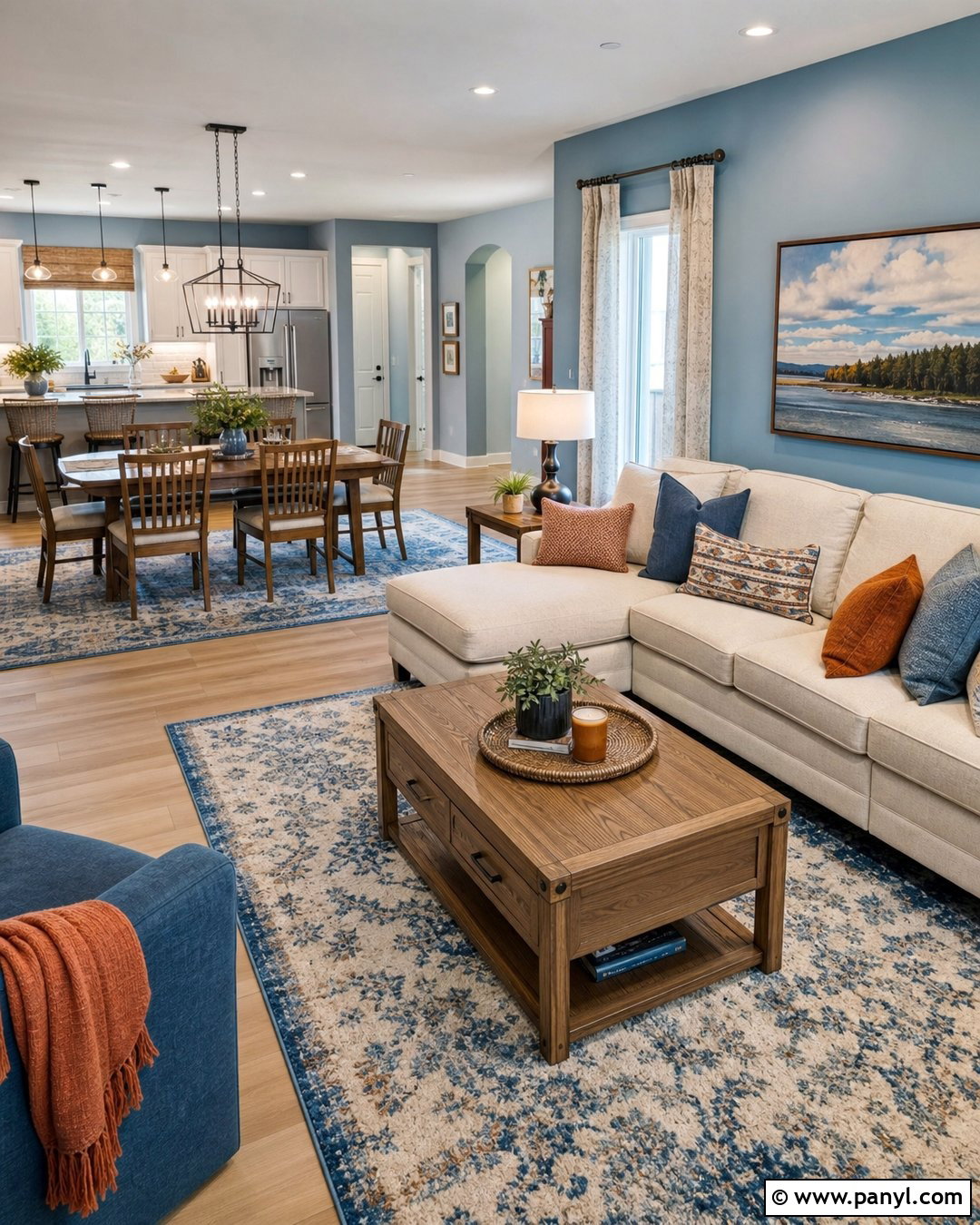 Open Concept Blue Gray Walls - 30 blue gray walls