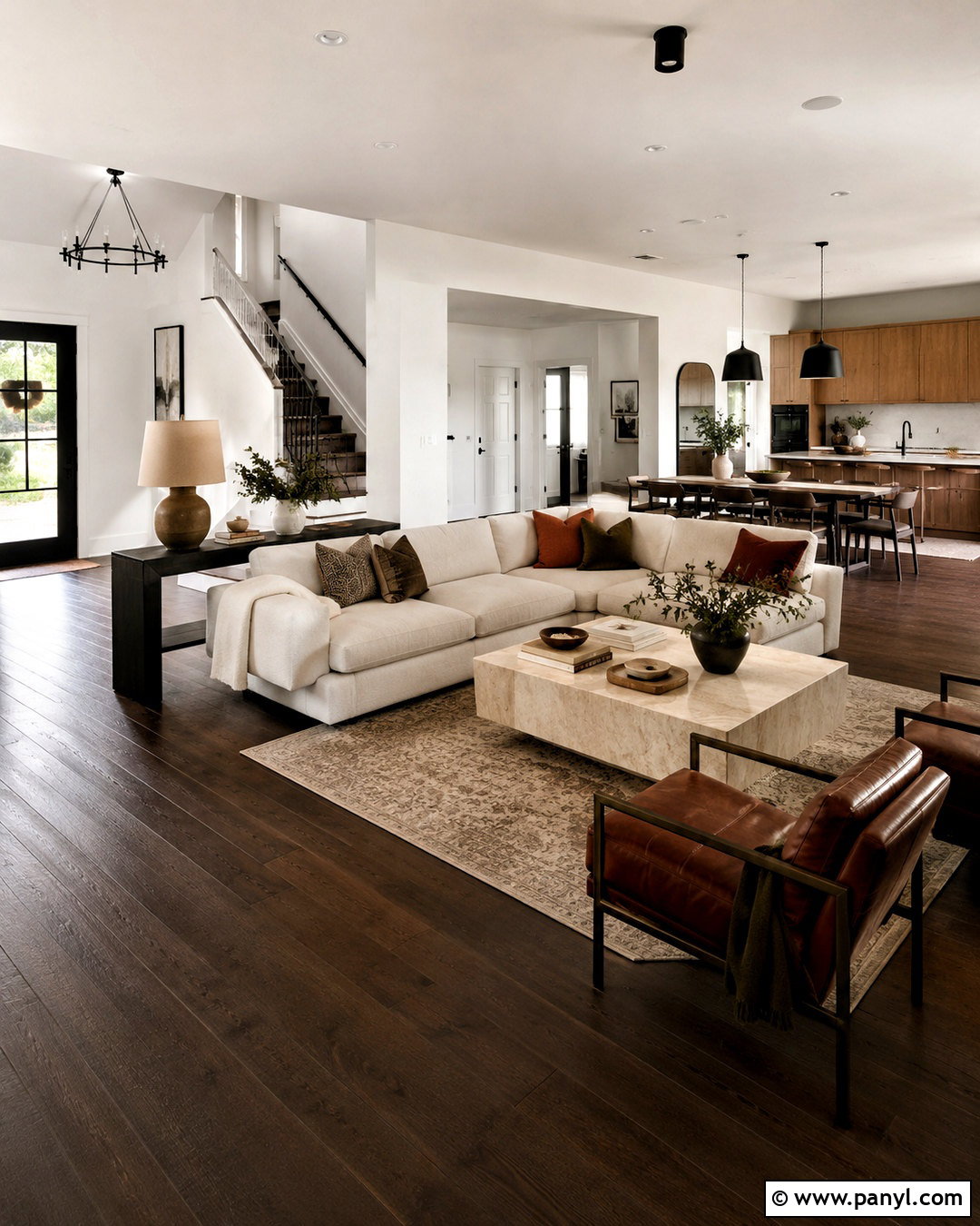 Open Concept Dark Brown Floor Living Room - 20 dark brown floor living room ideas