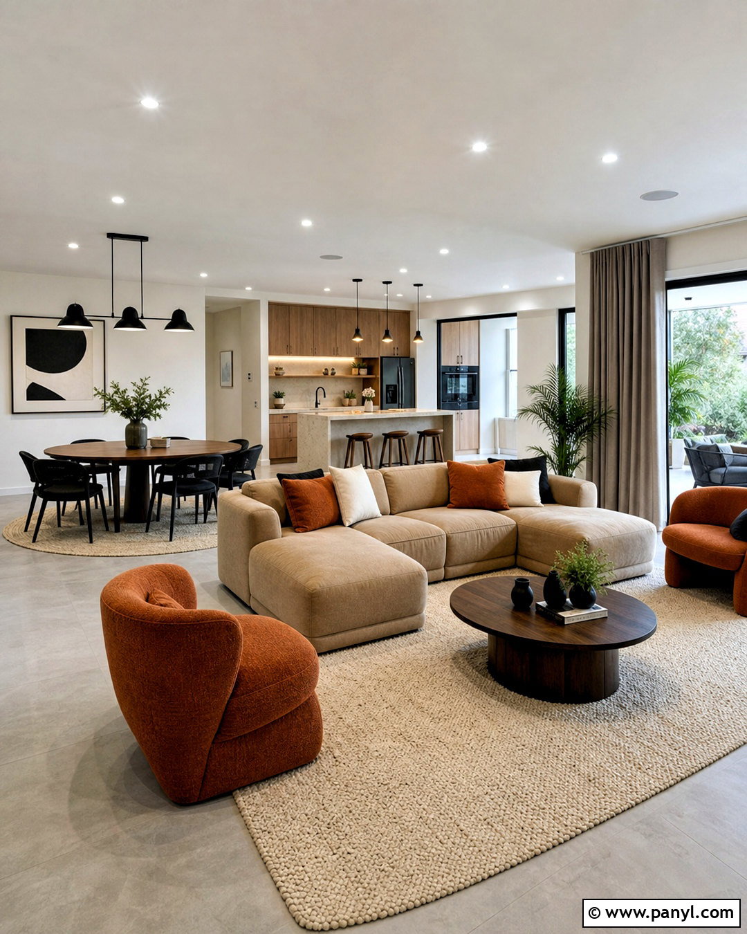 Open Concept Grey Floor Living Room - 20 grey floor living room ideas