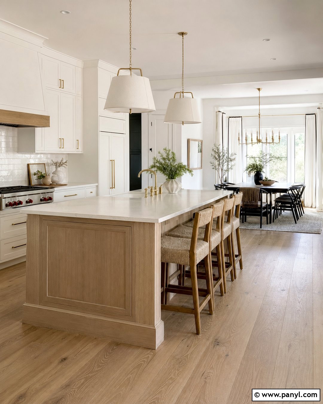 Open Concept Kitchen With Alabaster Walls And White Cabinets - 25 Alabaster Walls With White Cabinets