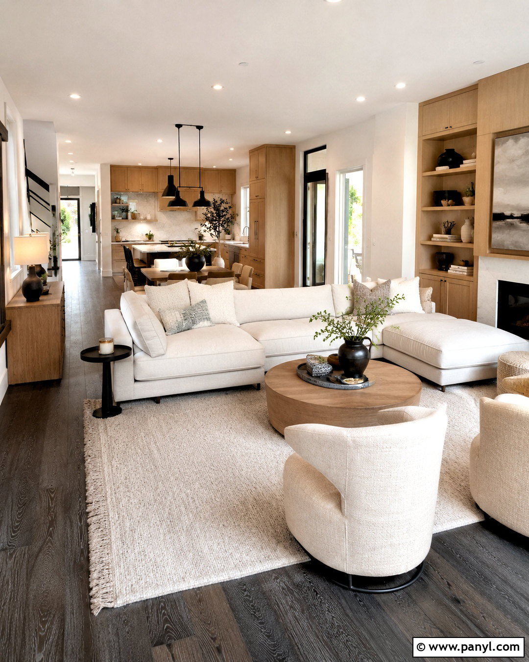 Open Concept Living Room With Dark Floors - 20 living room designs dark floors