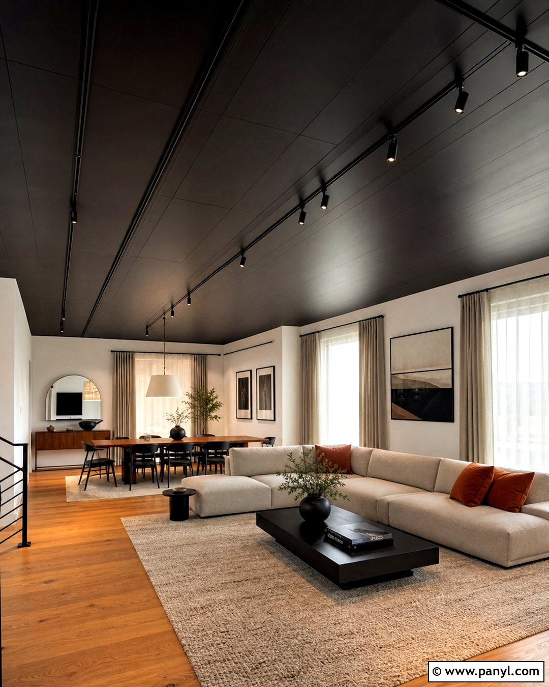 Open Concept Room With Black Ceiling And White Walls - 20 black ceiling white walls
