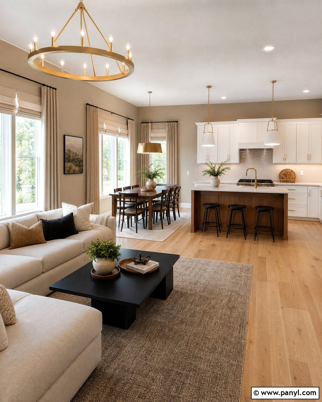 Open Concept Room With Light Brown Walls - 35 light brown walls