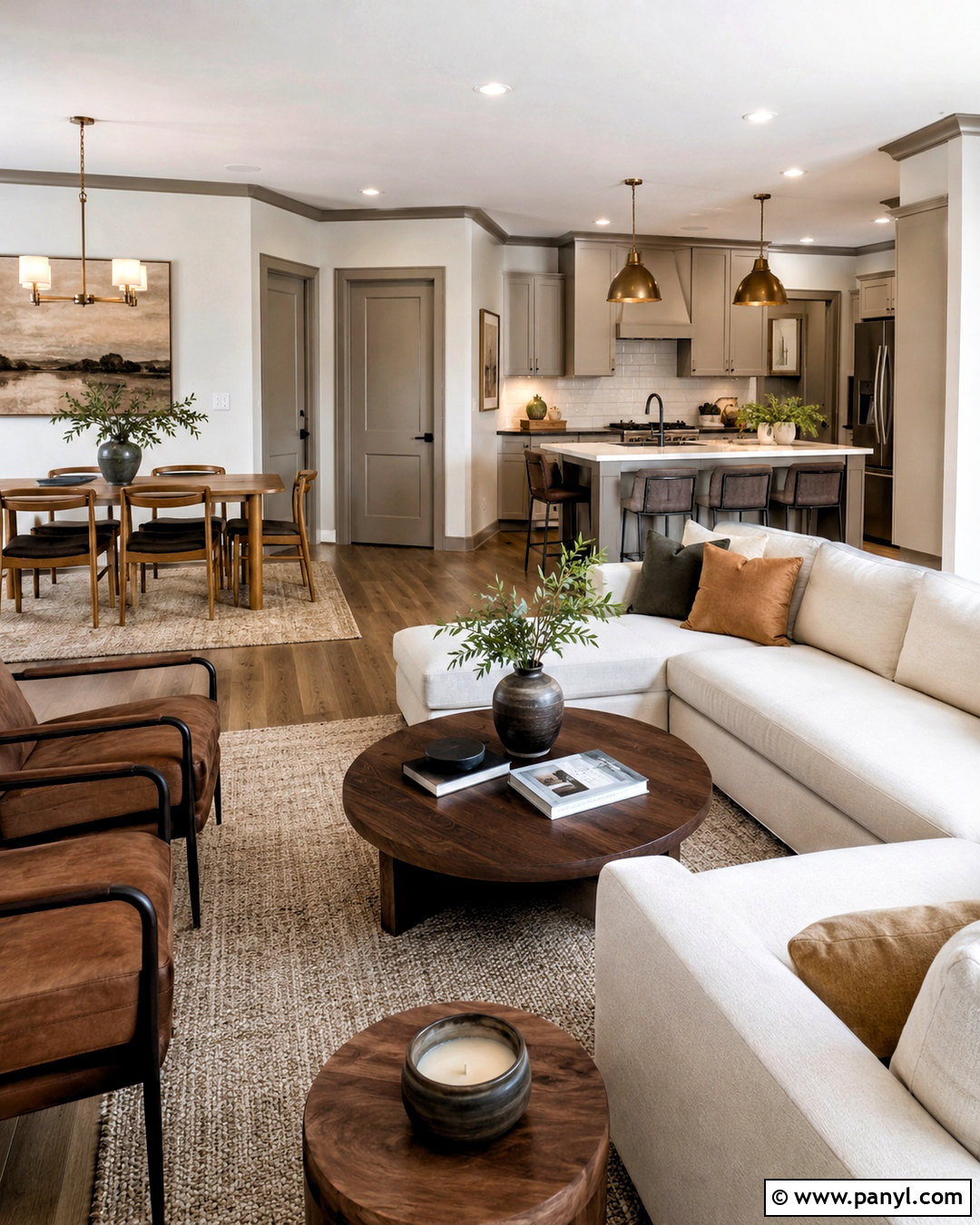 Open Concept Taupe Trim White Walls - 35 Taupe Trim White Walls
