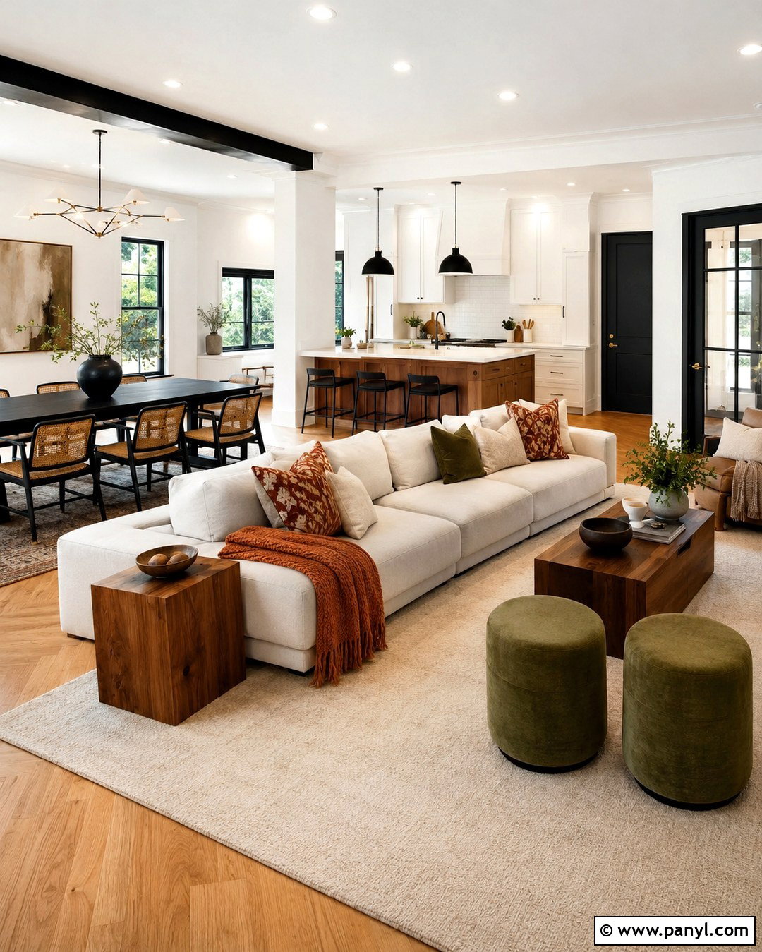 Open Floor Plan With White Walls And Black Trim - 20 White Wall And Black Trim Ideas