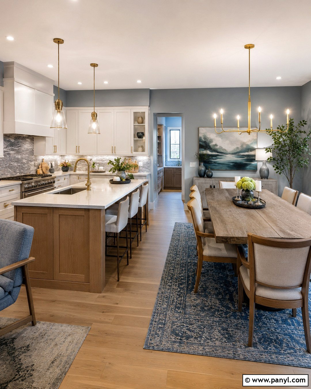 Open Kitchen With Light Blue Grey Walls - 20 Light Blue Grey Kitchen Walls