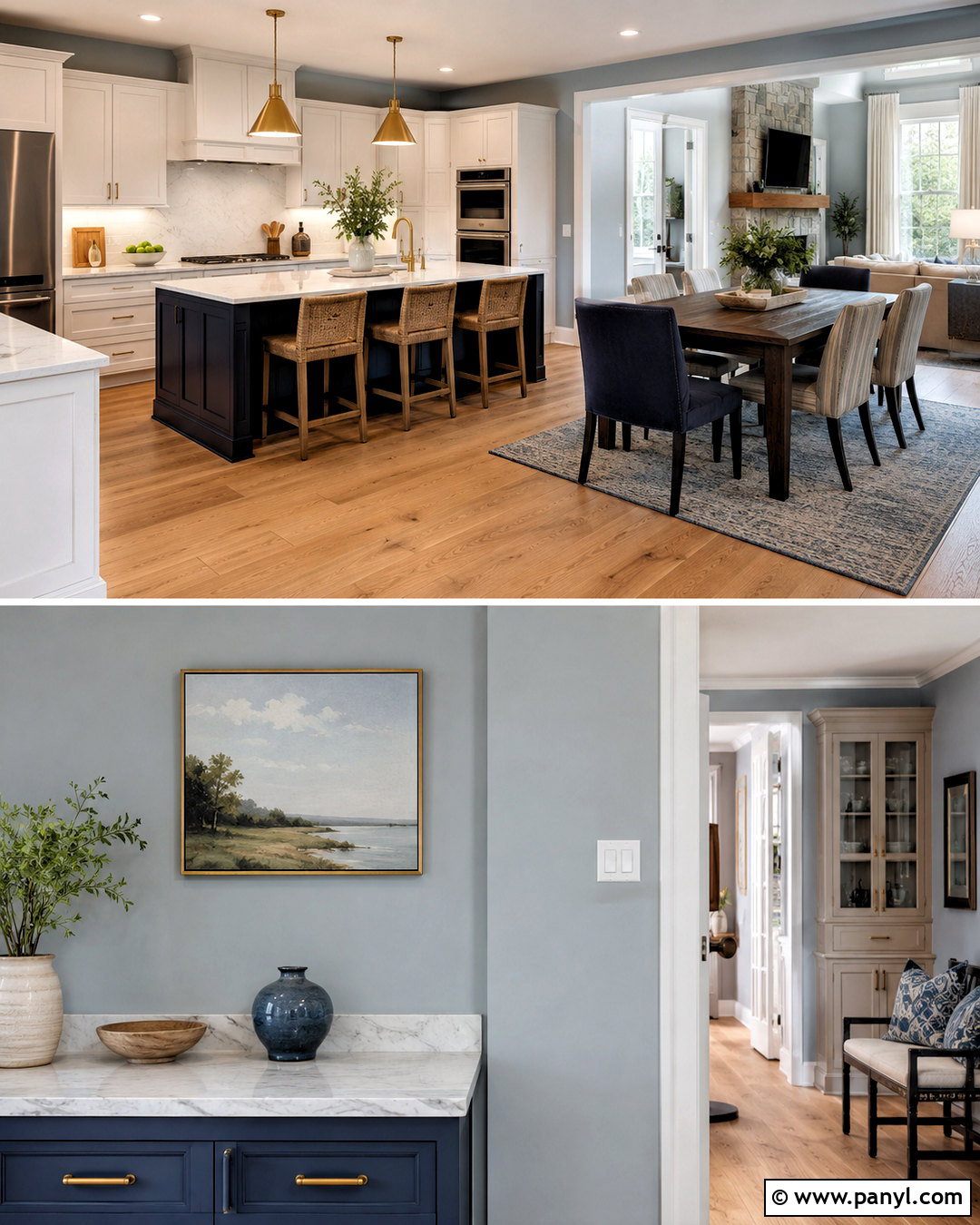 Open Kitchen With Light Blue Walls - 40 light blue kitchen walls