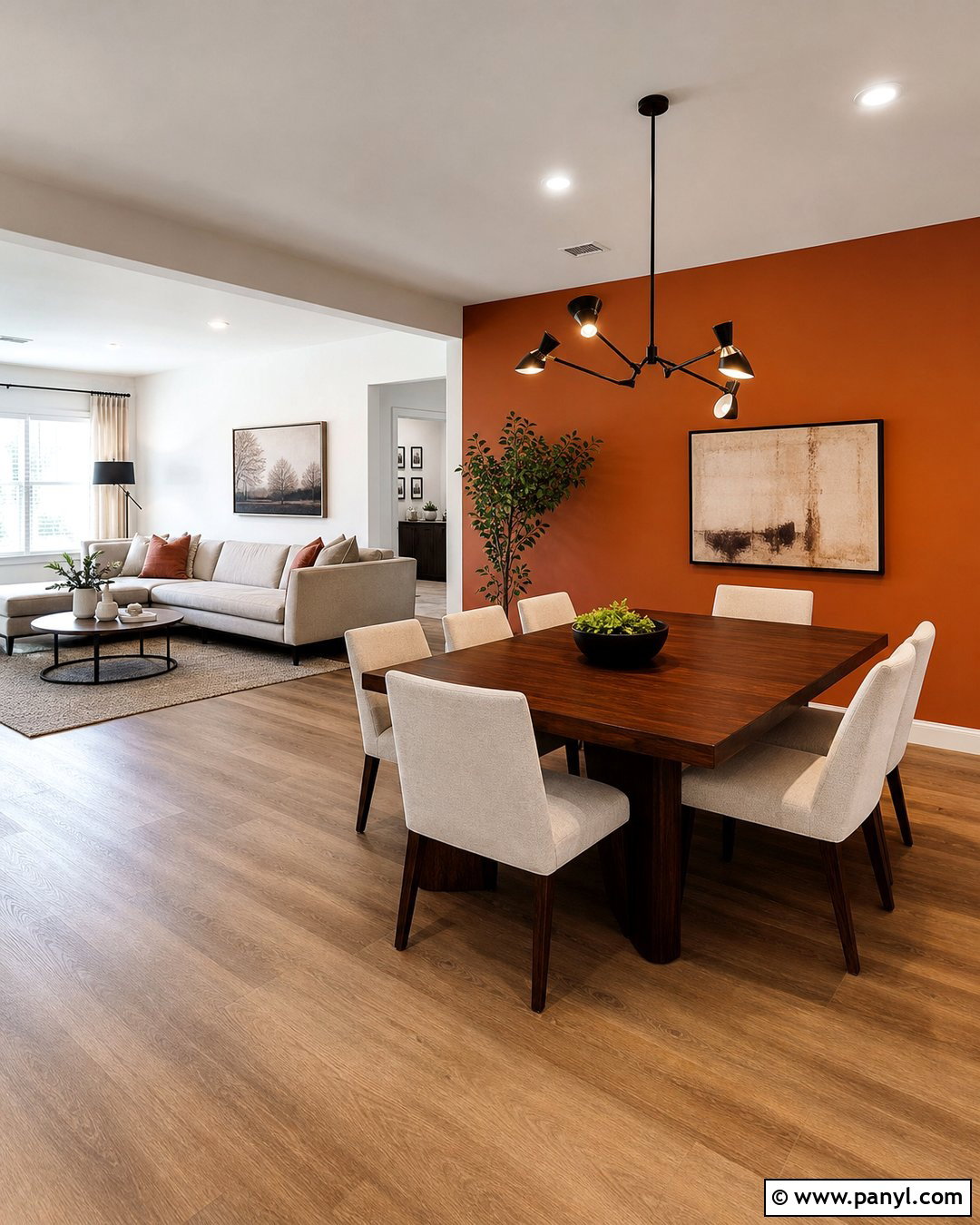 Open Plan Burnt Orange Accent Wall - 35 Burnt Orange Accent Wall Ideas