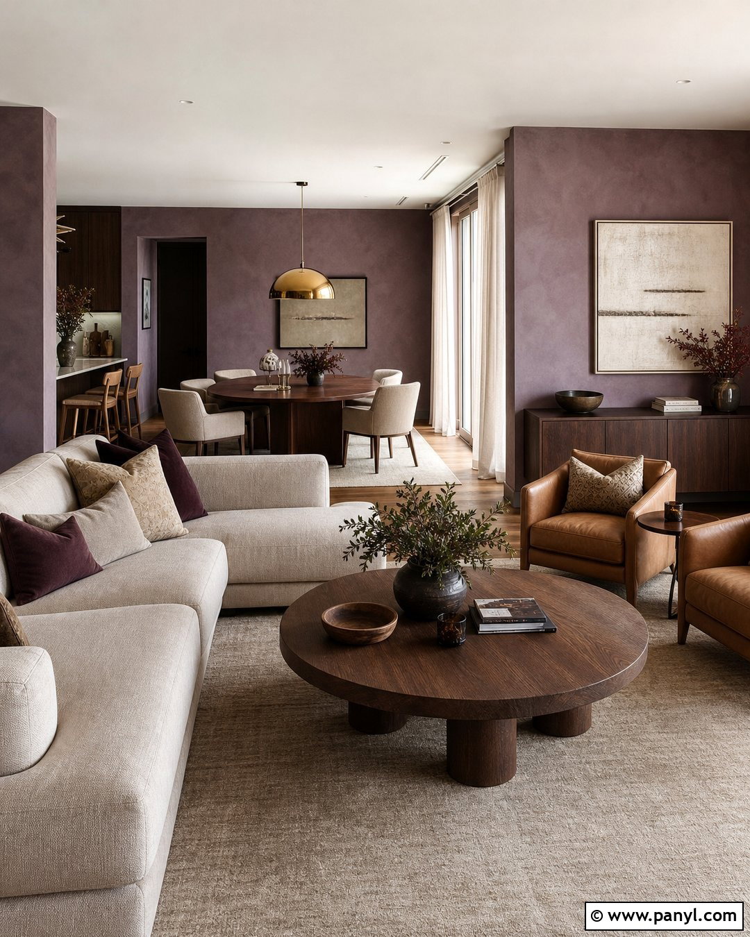 Open Plan Purple Limewash Walls - 30 Purple Limewash Walls