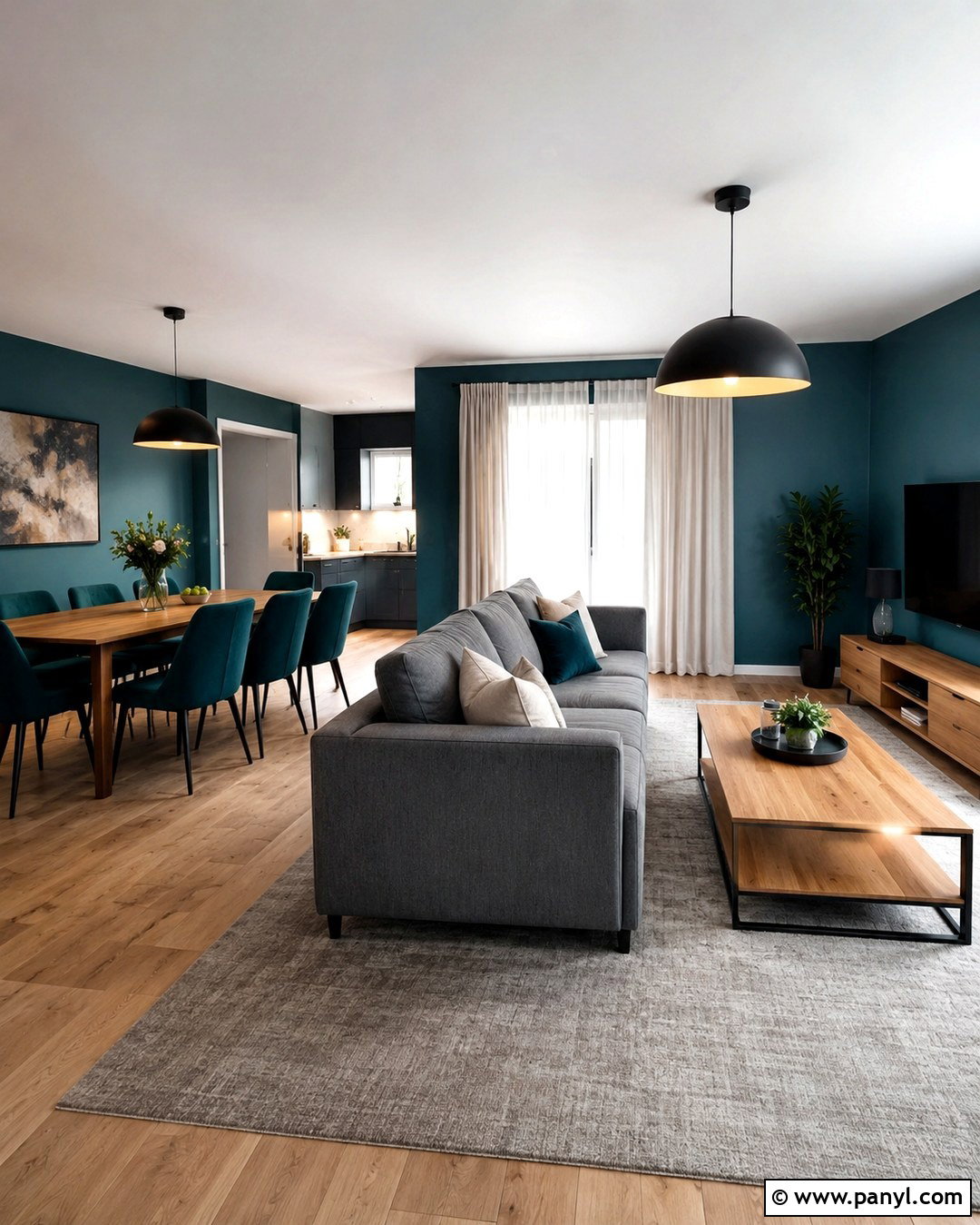 Open Plan Teal Walls With Grey Sofa - 20 Teal Walls Grey Sofa Ideas