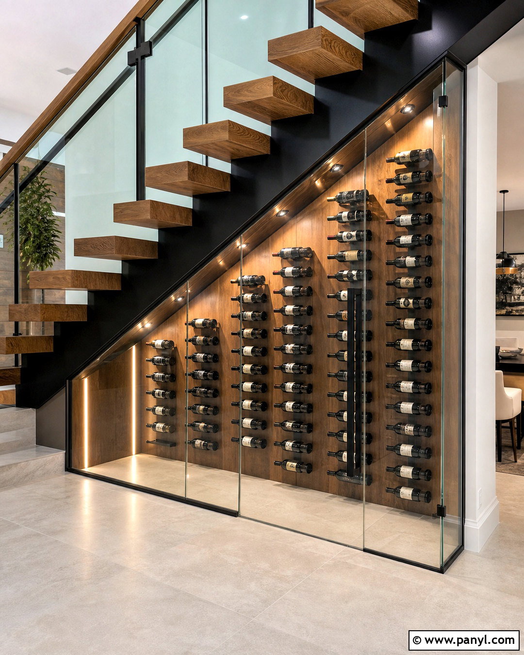 Open Riser Under Stairs Wine Cellar - 20 under stairs wine cellar modern ideas