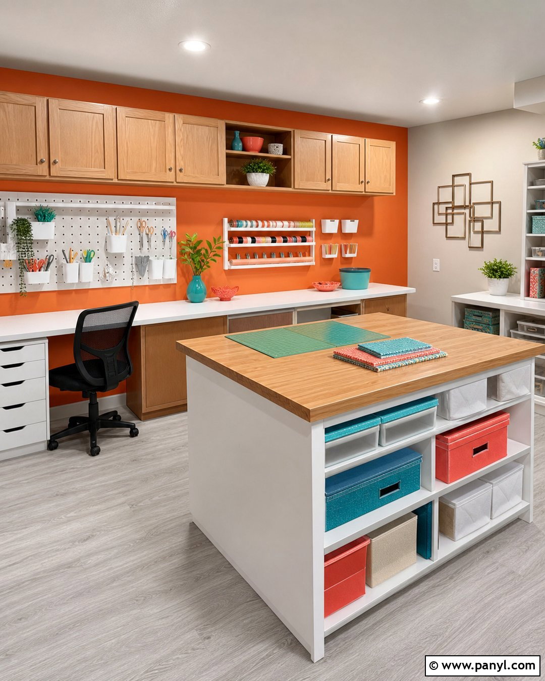 Orange Accent Wall Basement Craft Room - 20 Orange Accent Wall Basement Ideas