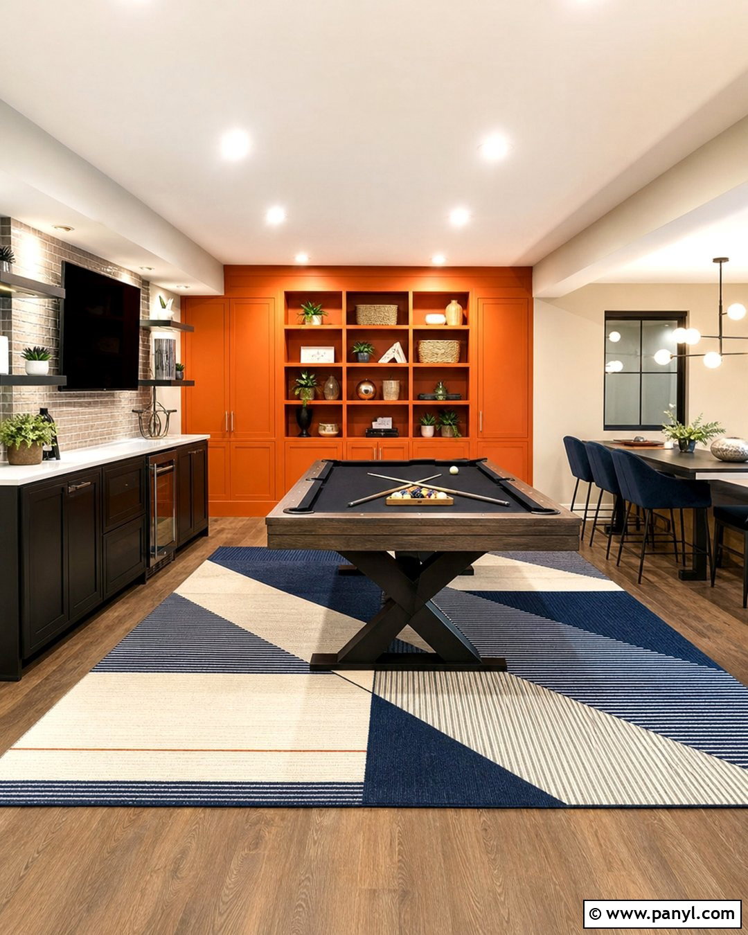 Orange Accent Wall Basement Game Room - 20 Orange Accent Wall Basement Ideas