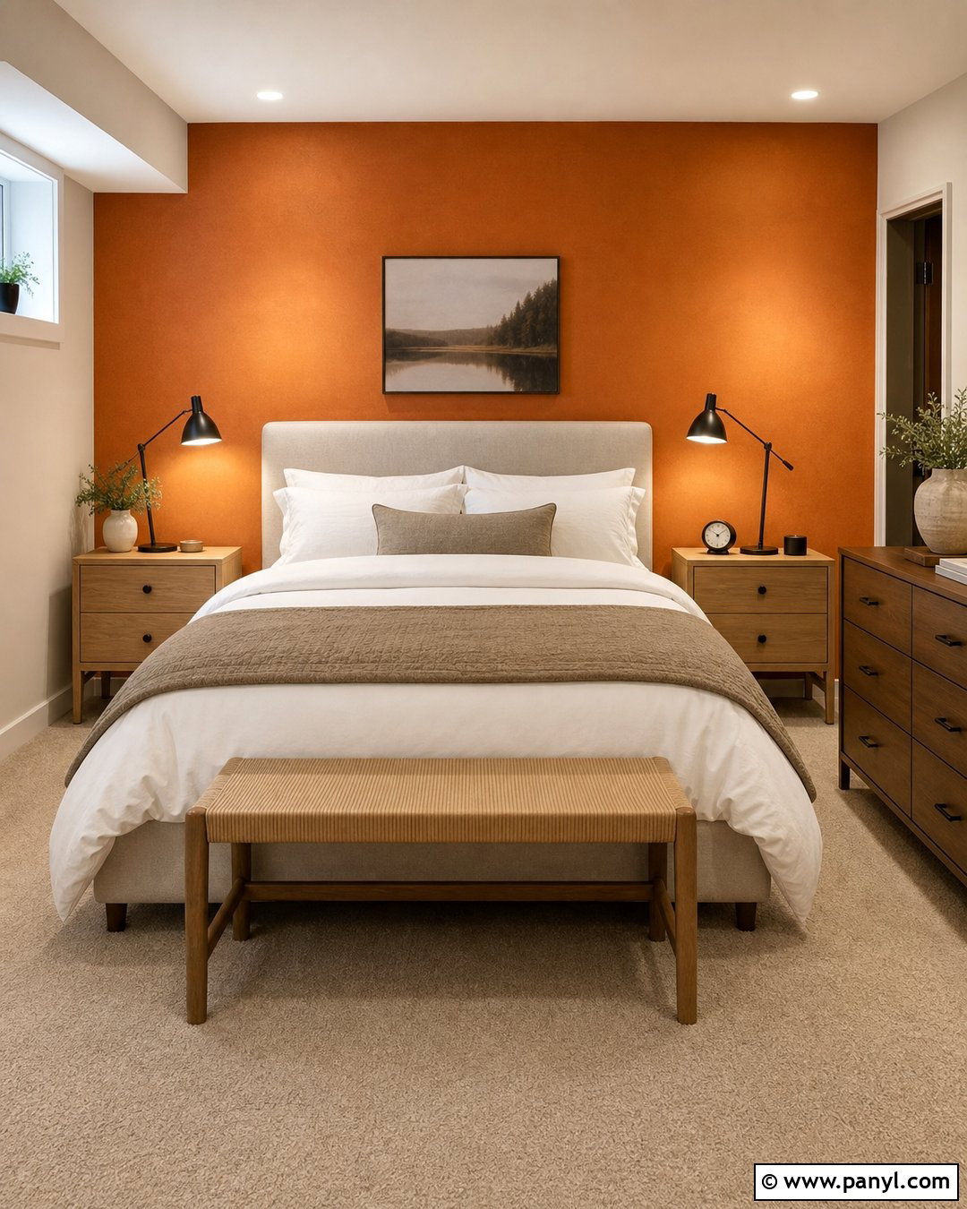 Orange Accent Wall Basement Guest Room - 20 Orange Accent Wall Basement Ideas