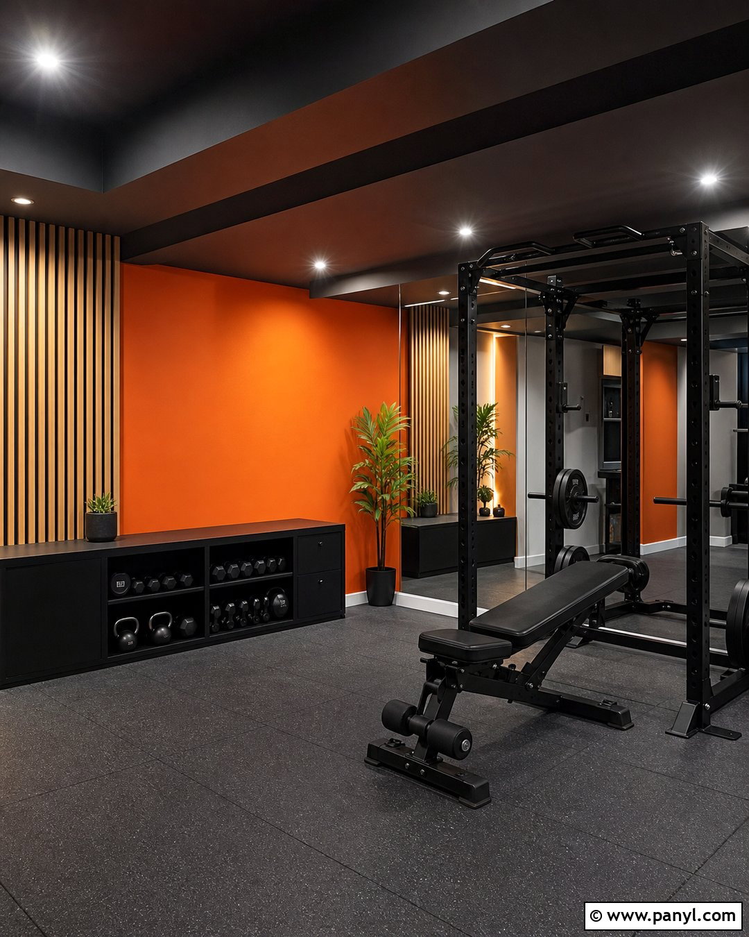 Orange Accent Wall Basement Gym - 20 Orange Accent Wall Basement Ideas