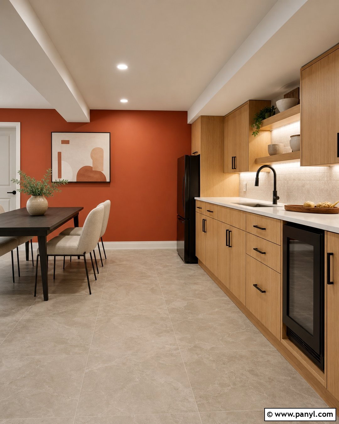 Orange Accent Wall Basement Kitchenette - 20 Orange Accent Wall Basement Ideas