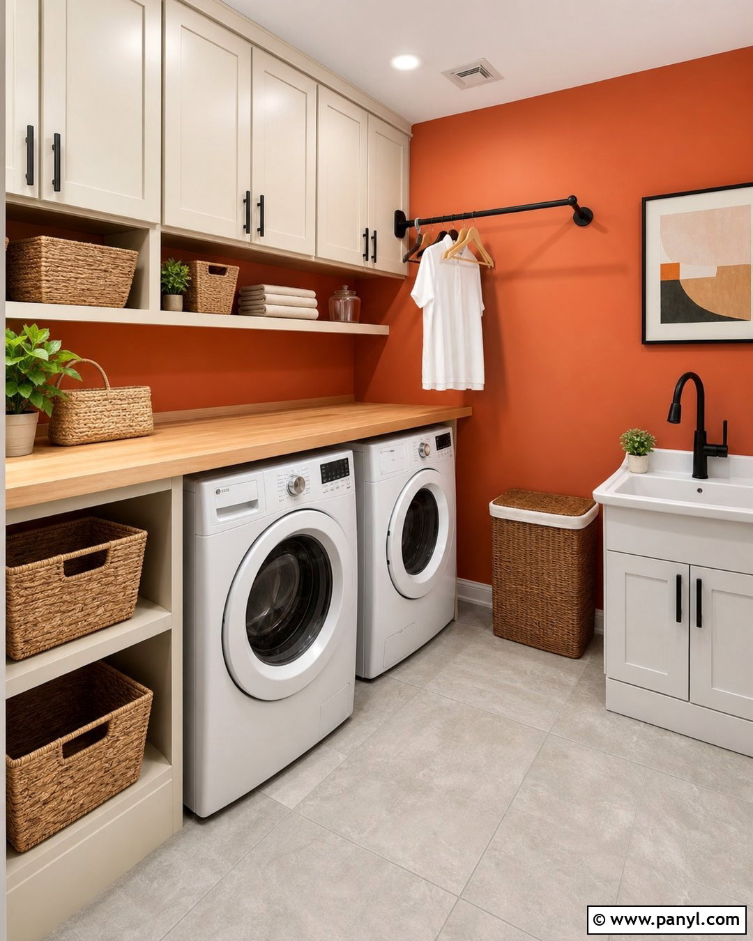 Orange Accent Wall Basement Laundry Room - 20 Orange Accent Wall Basement Ideas