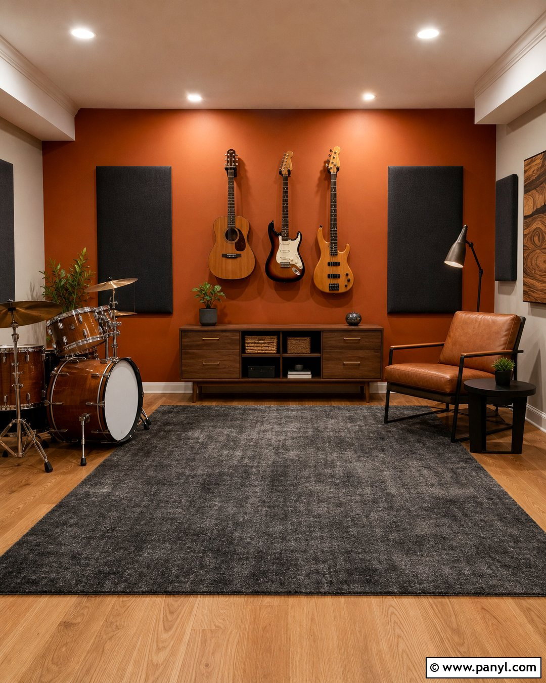 Orange Accent Wall Basement Music Room - 20 Orange Accent Wall Basement Ideas