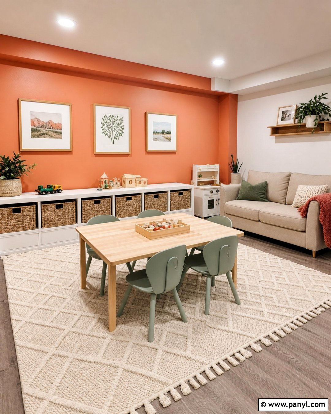 Orange Accent Wall Basement Playroom - 20 Orange Accent Wall Basement Ideas