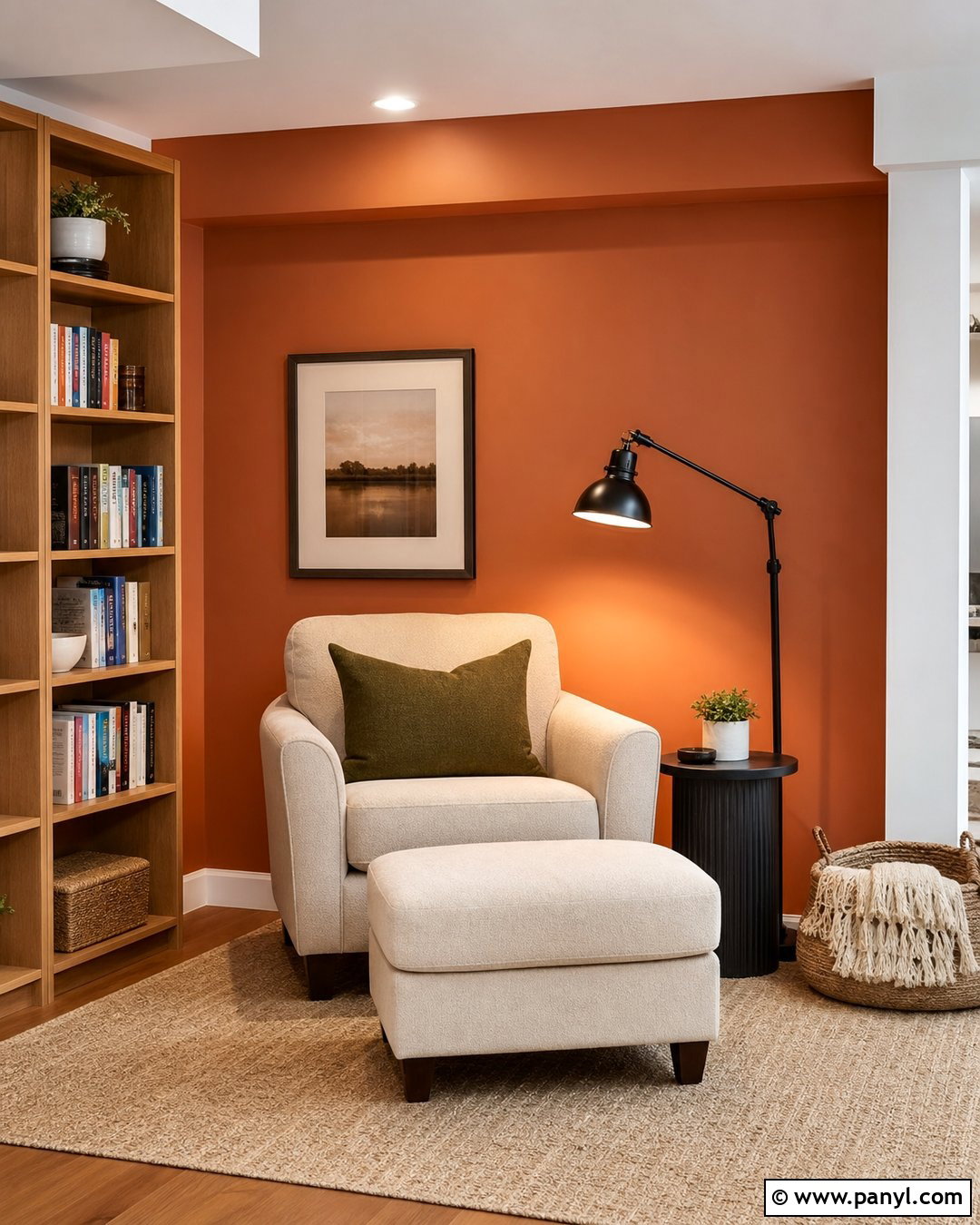 Orange Accent Wall Basement Reading Nook - 20 Orange Accent Wall Basement Ideas