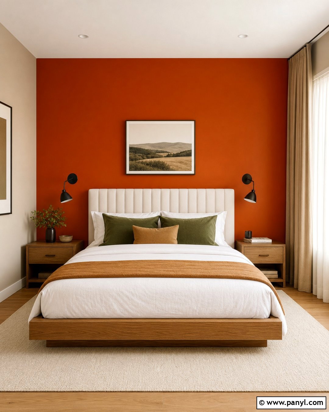 Orange Accent Wall Behind Bed - 30 Orange Wall Color Ideas