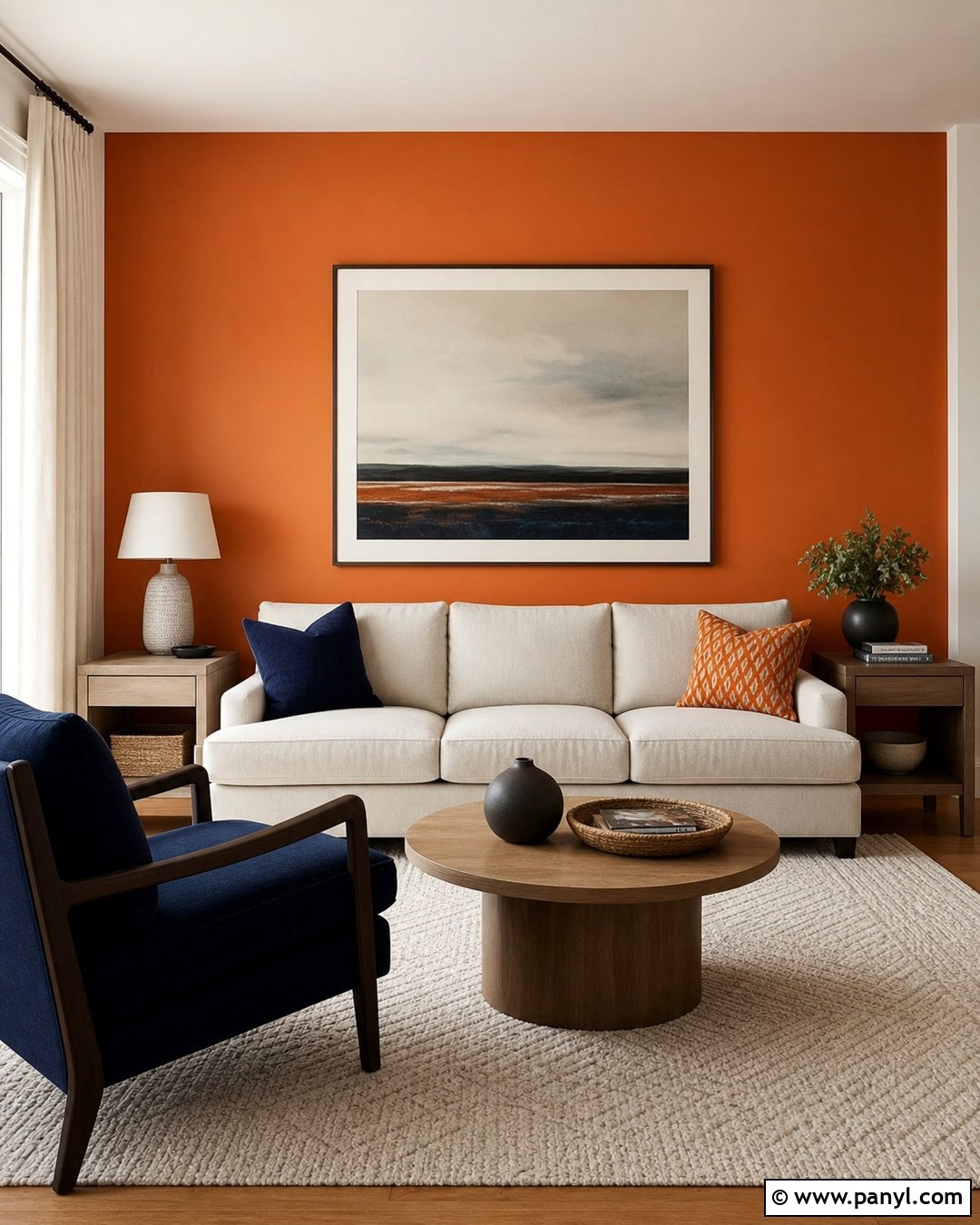 Orange Accent Wall Behind Sofa - 30 Orange Wall Color Ideas